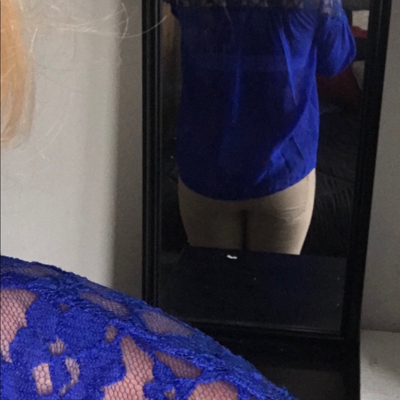Royal Blue Lace Sheer Top - Picture 12 of 12